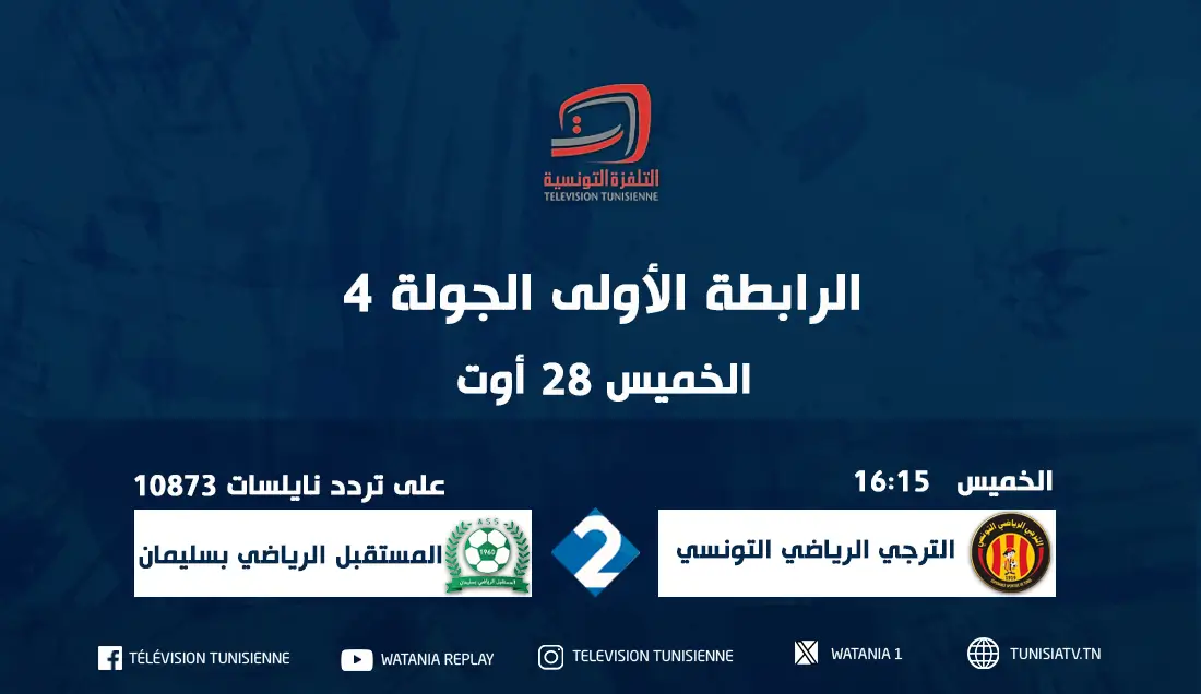 القنوات الناقلة لمباراة الترجي ضد مستقبل سليمان اليوم