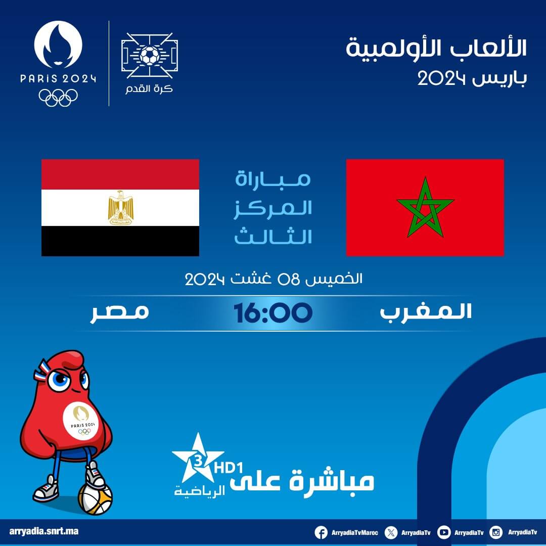 القنوات الناقلة لمباراة المغرب ومصر اليوم