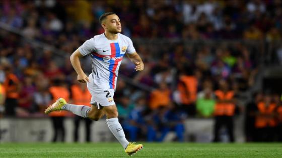 Sergiño Dest right-back of Barcelona and United States during the friendly match between FC Barcelona and Manchester City at Camp Nou on August 24, 2022 in Barcelona, Spain. (Photo by Jose Breton/Pics Action/NurPhoto via Getty Images)