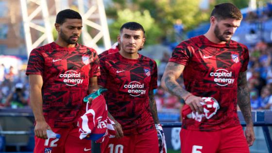 GETAFE, SPAIN - AUGUST 15: Angel Correa of Atletico de Madrid looks on prior the game during the LaLiga Santander match between Getafe CF and Atletico de Madrid at Coliseum Alfonso Perez on August 15, 2022 in Getafe, Spain. (Photo by Diego Souto/Quality Sport Images/Getty Images)