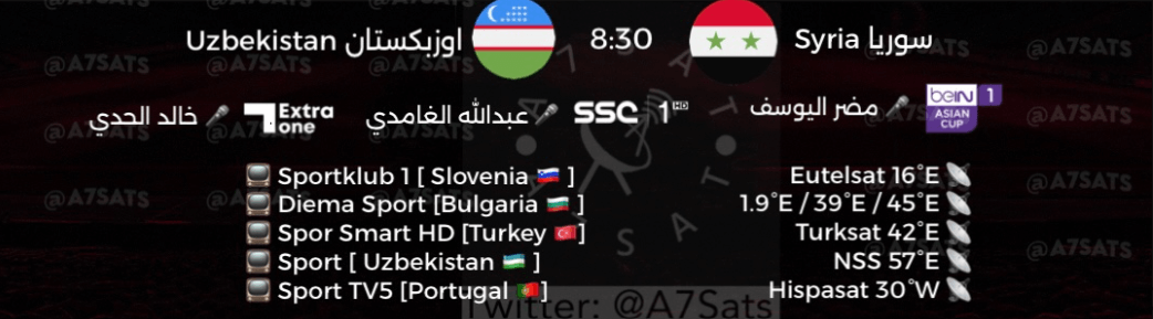 القنوات التي تنقل مباراة سوريا واوزبكستان