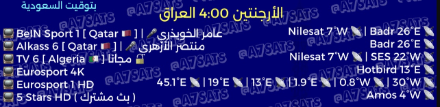 القنوات الناقلة لمباراة الارجنتين والعراق اليوم