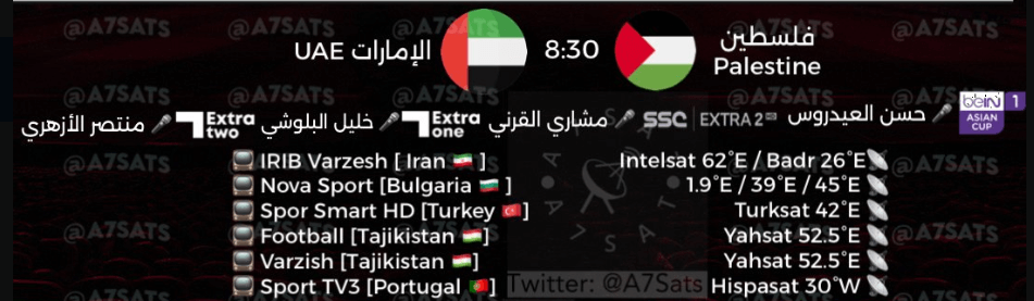 القنوات الناقلة لمباراة الامارات وفلسطين