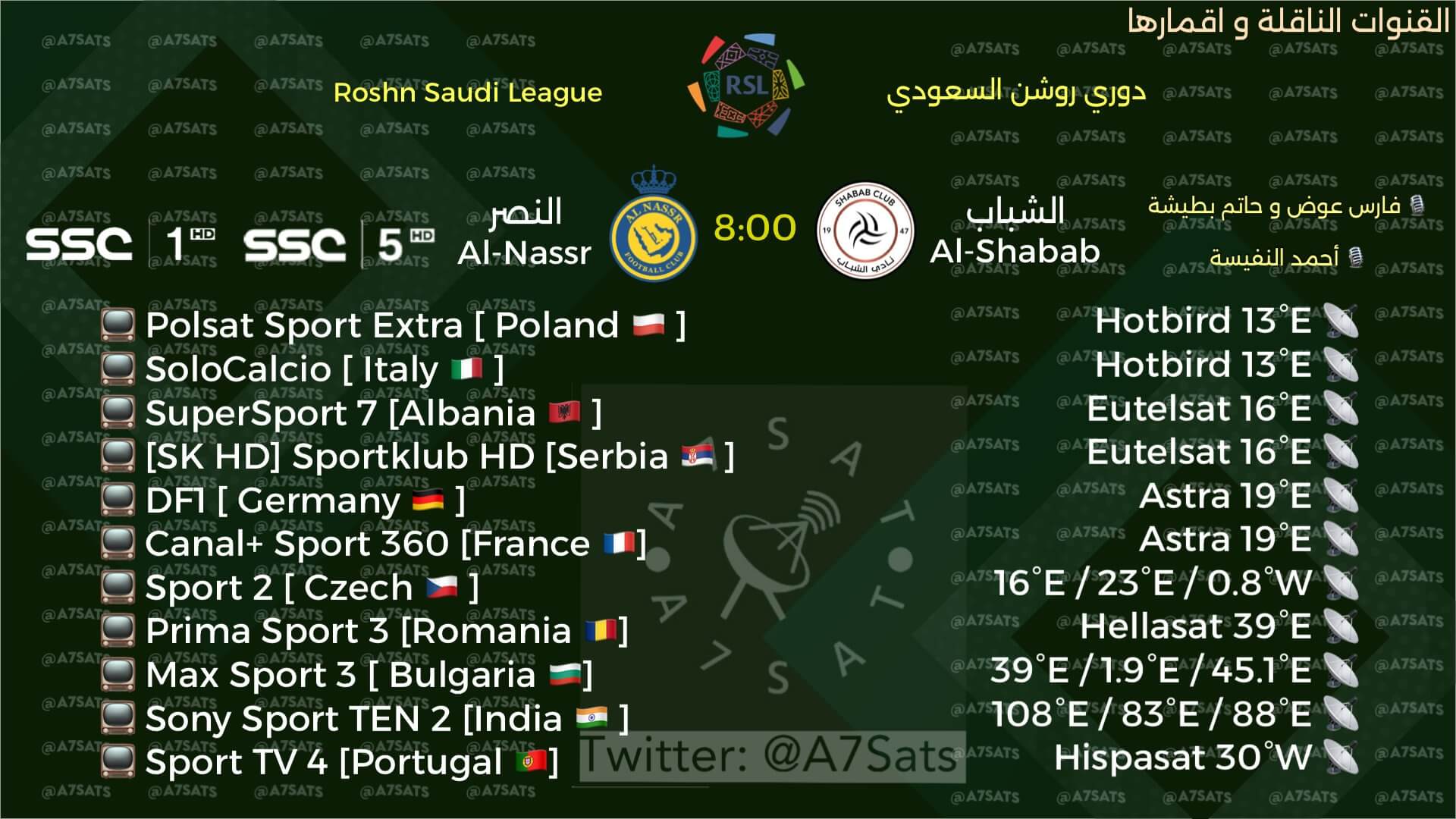 القنوات الناقلة لمباراة النصر والشباب