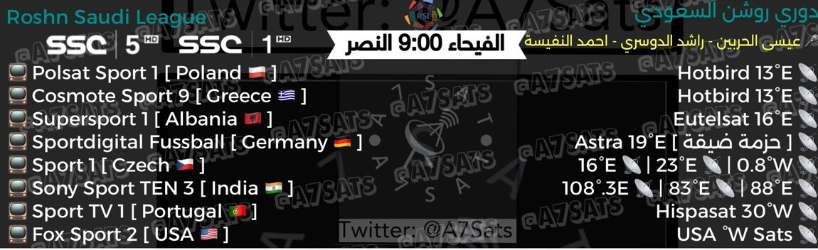 القنوات الناقلة لمباراة النصر والفيحاء