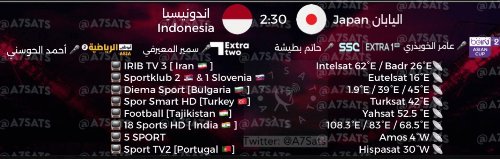 القنوات الناقلة لمباراة اليابان واندونيسيا