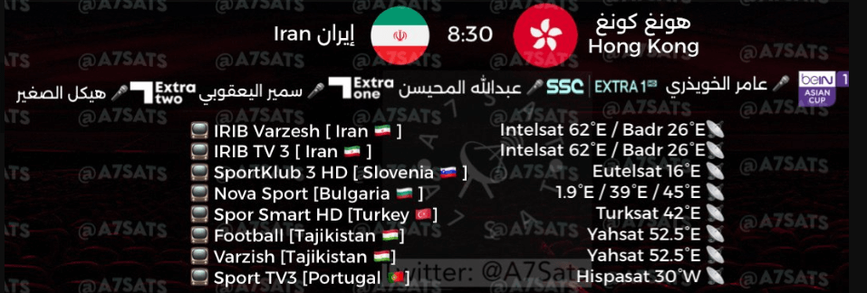 القنوات الناقلة لمباراة ايران وهونغ كونغ