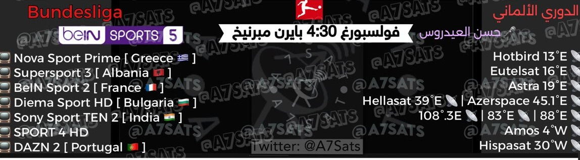 القنوات الناقلة لمباراة بايرن ميونخ وفولفسبورج