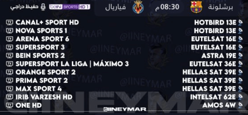 القنوات الناقلة لمباراة برشلونة وفياريال