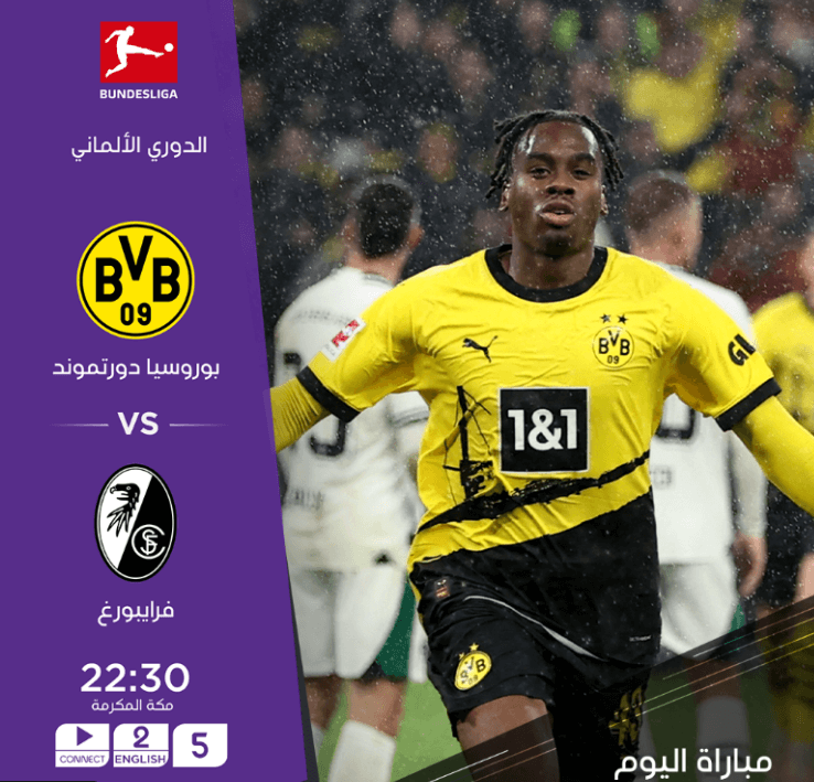 القنوات الناقلة لمباراة بوروسيا دورتموند وفرايبورج اليوم