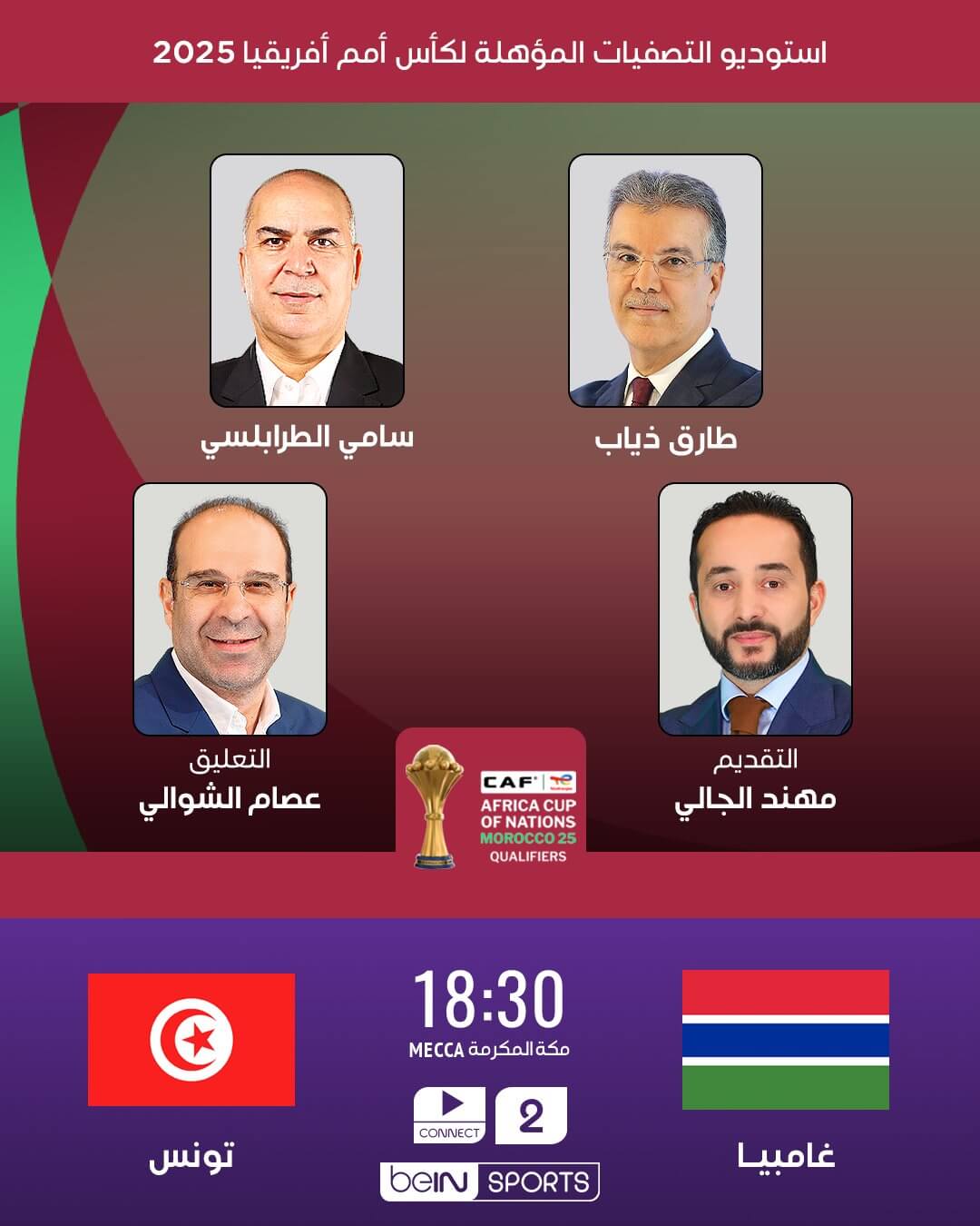 القنوات الناقلة لمباراة تونس وجامبيا اليوم