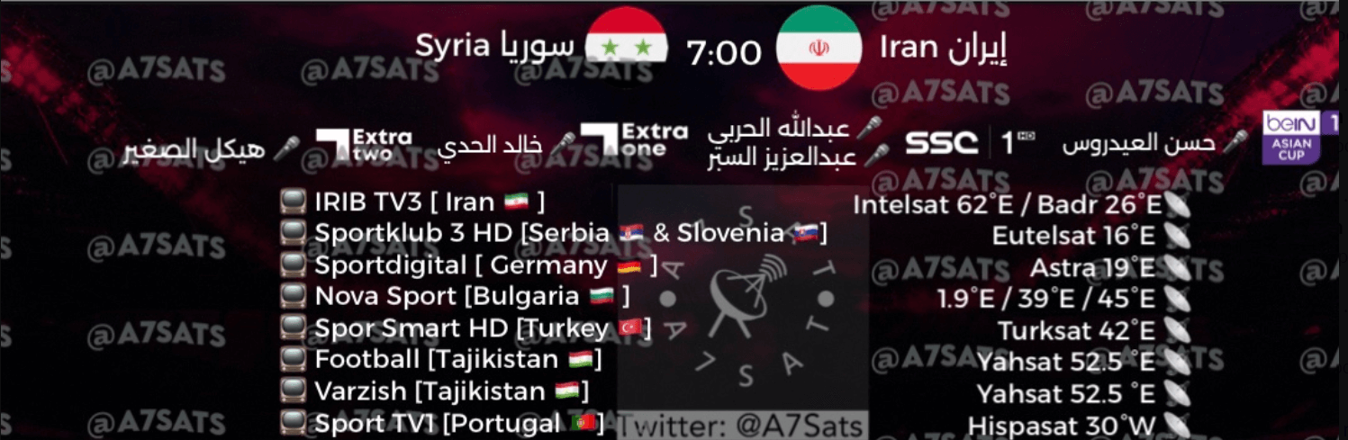 القنوات الناقلة لمباراة سوريا وايران