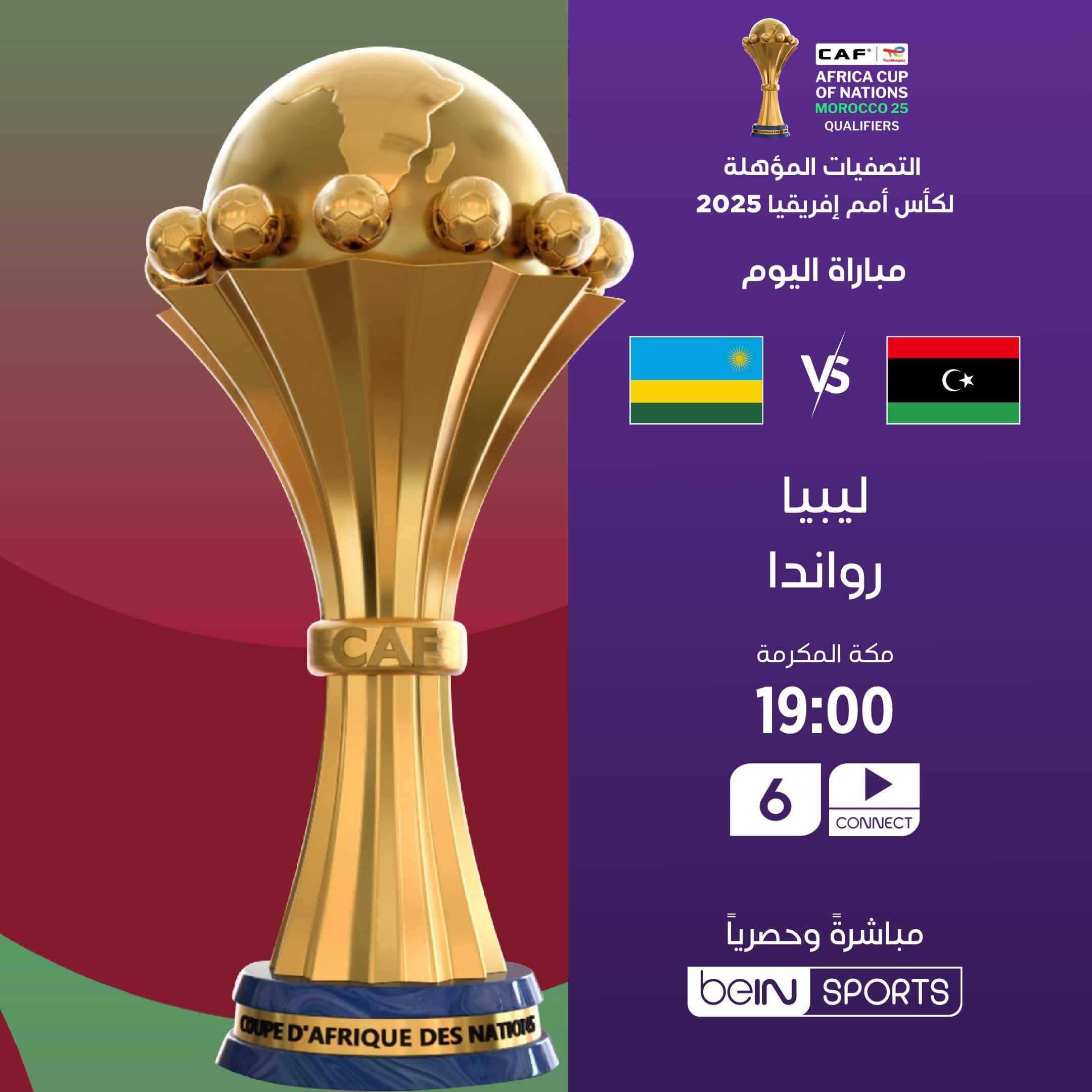 القنوات الناقلة لمباراة ليبيا ورواندا اليوم