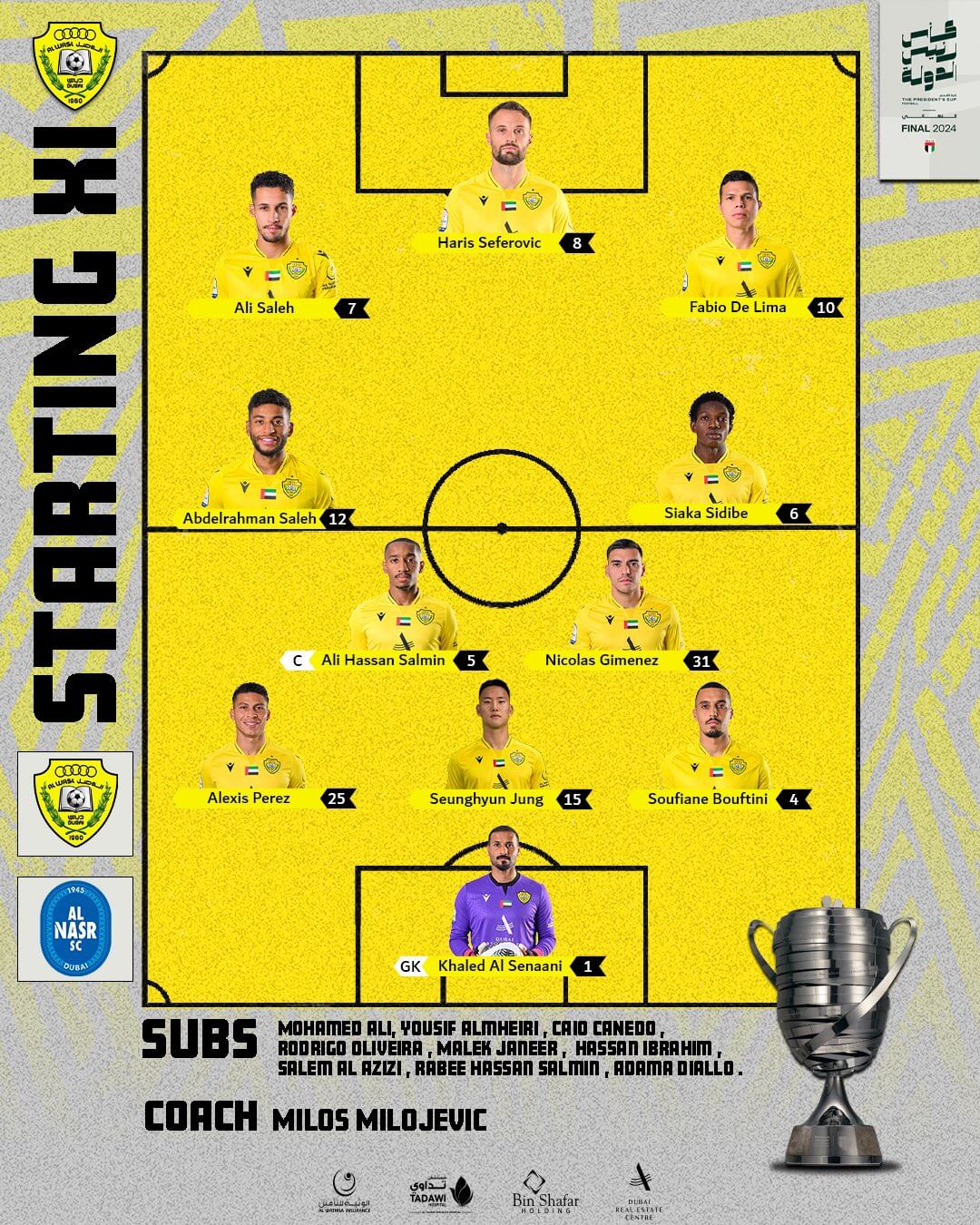 تشكيلة الوصل ضد النصر
