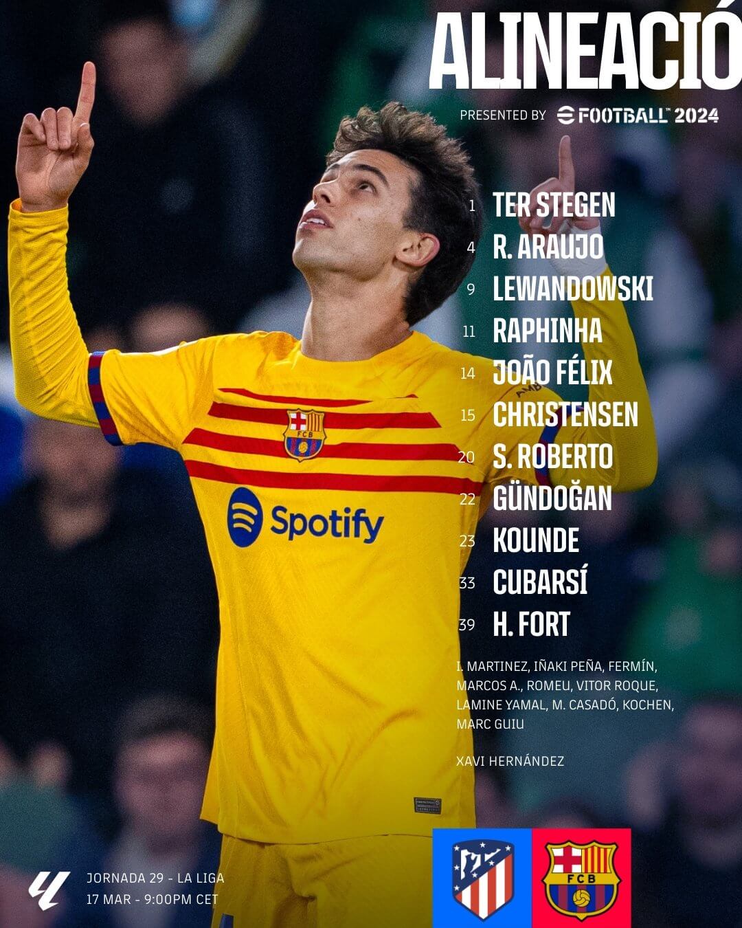 تشكيلة برشلونة ضد اتلتيكو مدريد