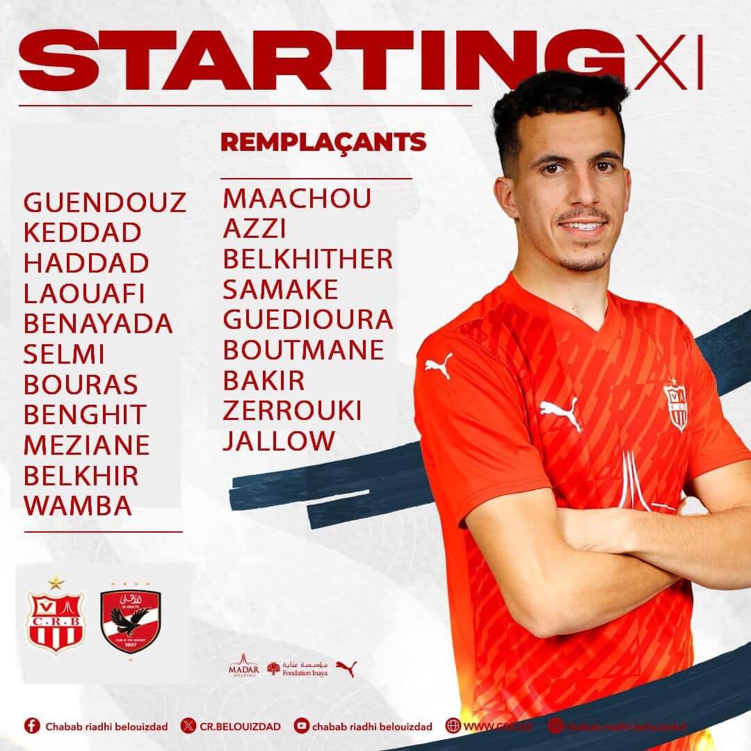 تشكيلة شباب بلوزداد ضد الاهلي