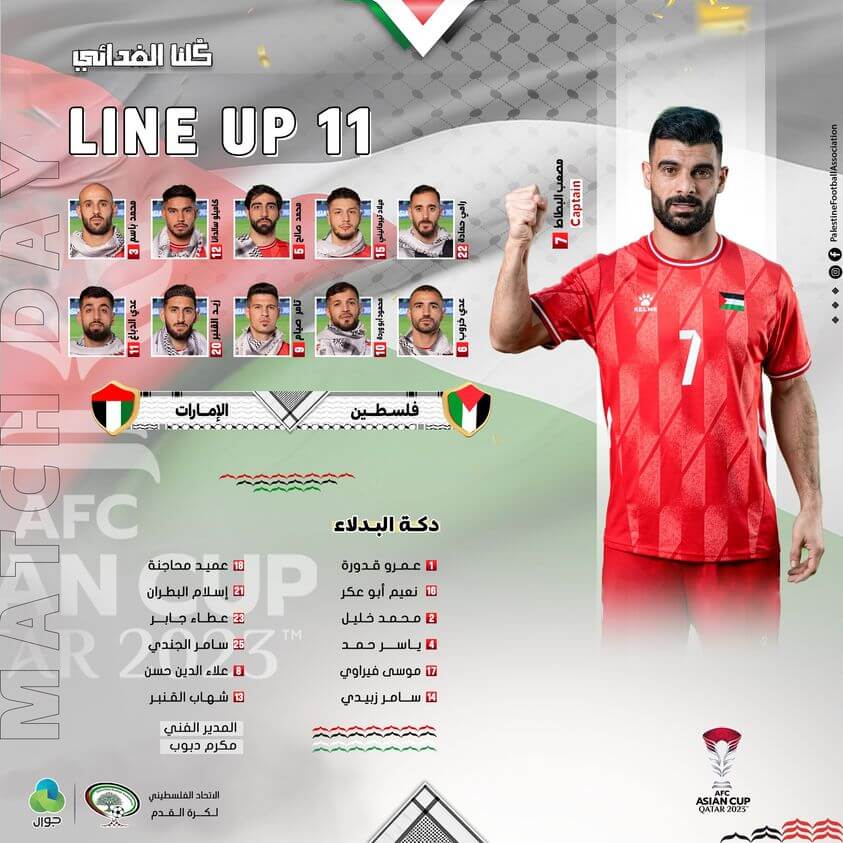 تشكيلة فلسطين ضد الامارات