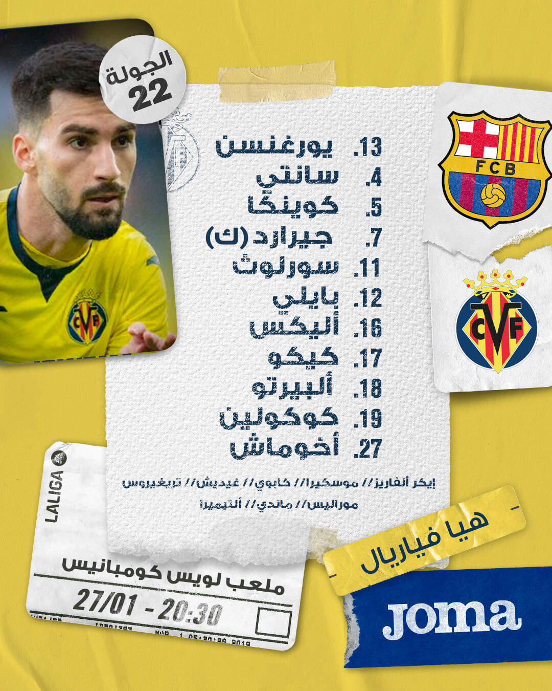تشكيلة فياريال ضد برشلونة