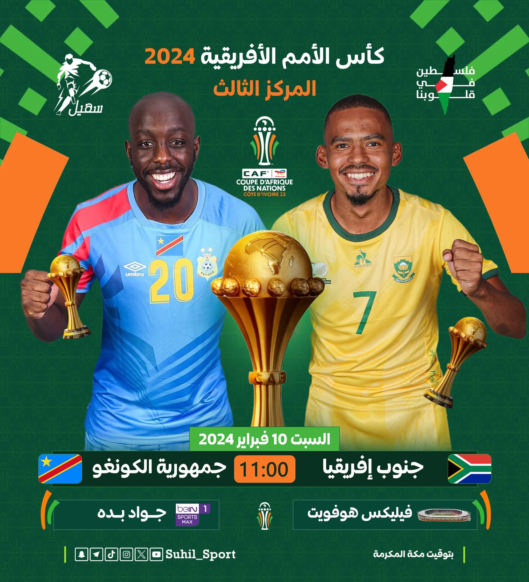 معلق مباراة جنوب افريقيا والكونغو الديمقراطية اليوم