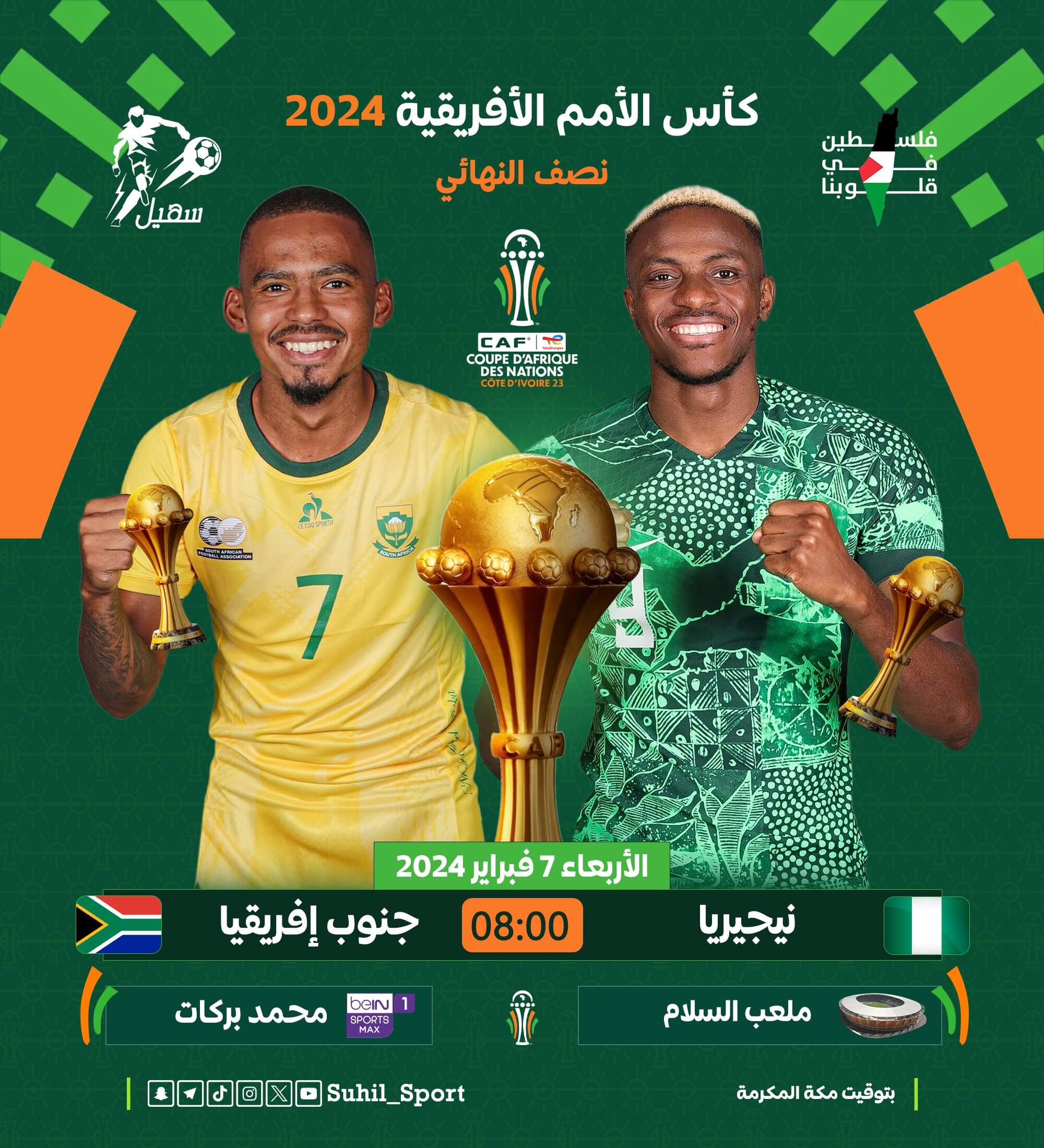 معلق مباراة نيجيريا وجنوب افريقيا اليوم